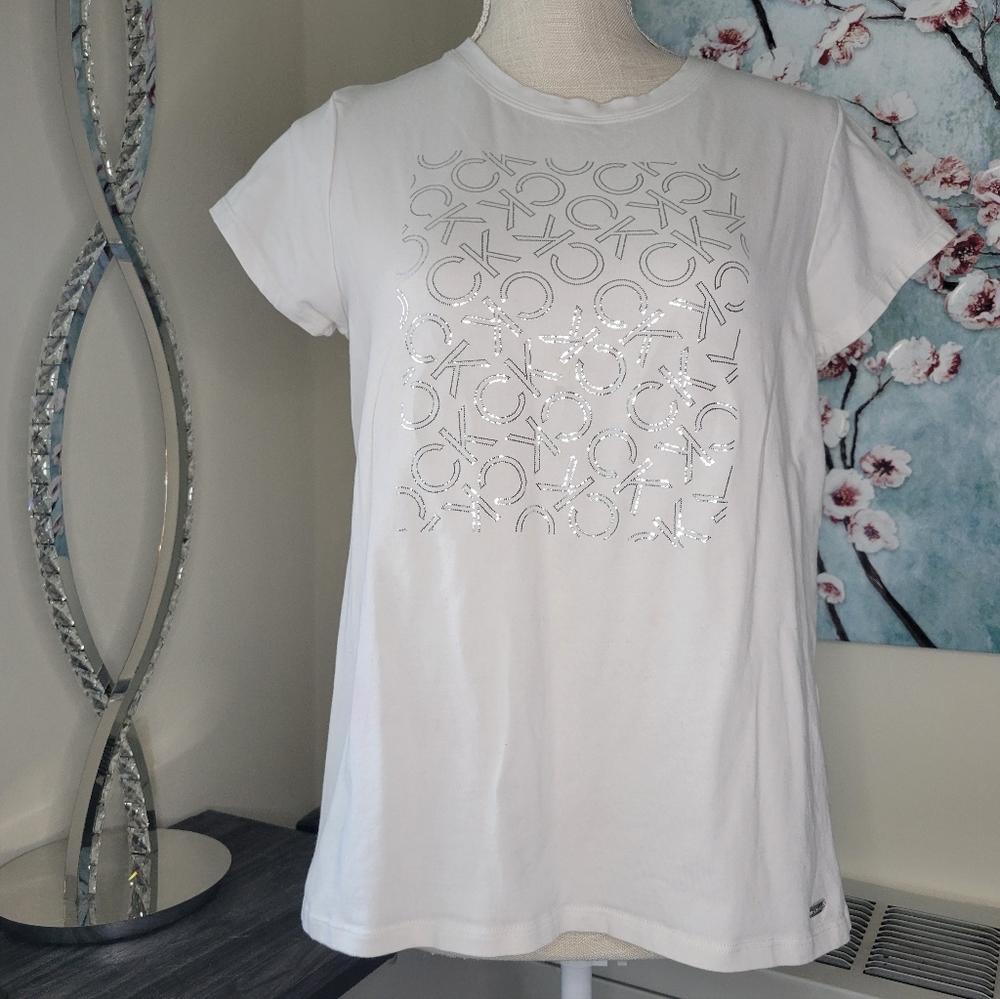 White and Silver Calvin Klein Top